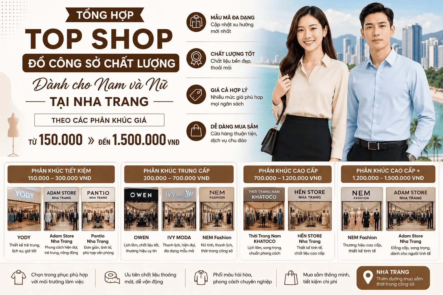 Tổng Hợp Top Shop Đồ Công Sở Chất Lượng Tại Nha Trang Theo Các Phân Khúc Giá