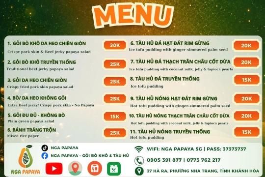 Nga Papaya – Gỏi bò khô, Tàu hủ đá